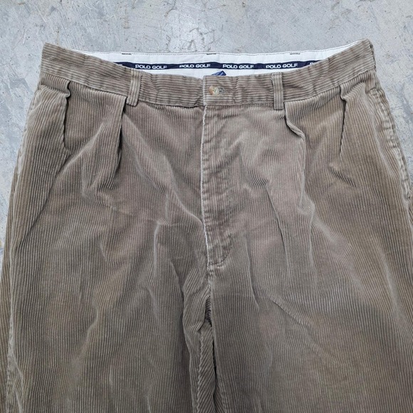 Vtg Polo Golf Mens Khaki Corduroy Pleated Relaxed Fit Pants Size‎ 38x30 - Picture 3 of 6